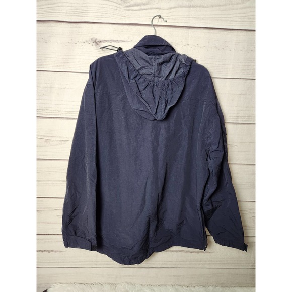 Chaps Ralph Lauren Mens Windbreaker Jacket Hooded Half‎ Zip Nylon Black L - Picture 2 of 5